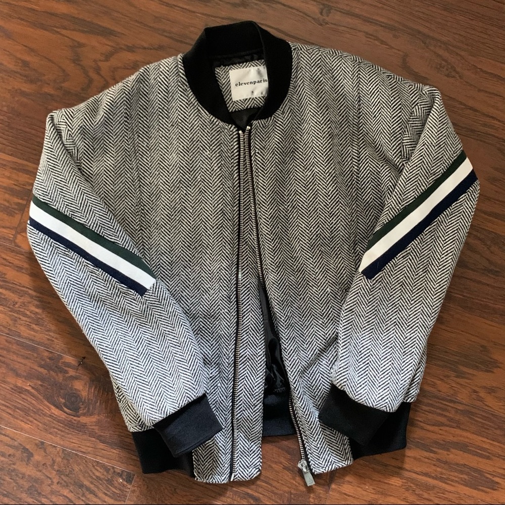 Eleven Paris Caraibes Herringbone Bomber Jacket